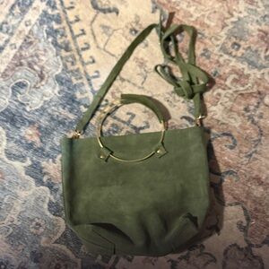 Elegant Green Suede Shoulder Bag